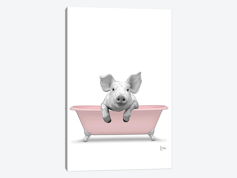 Pig In Pink Bathtub by Printable Lisa's Pets 1-piece Art Print