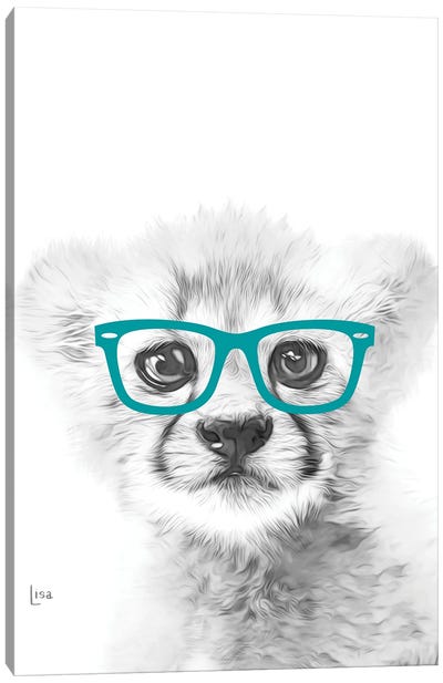 Cheetah With Glasses Canvas Art Print - Baby Animal Art