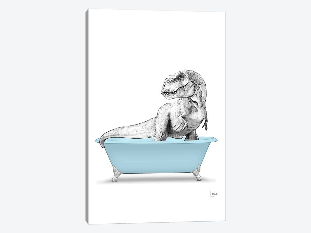 Trex In Blue Bathtub by Printable Lisa's Pets 1-piece Art Print