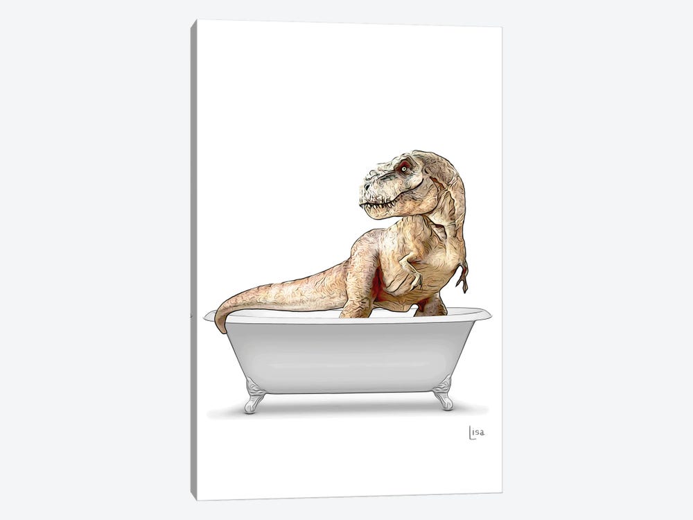 Color Trex In Bw Bathtub by Printable Lisa's Pets 1-piece Canvas Art