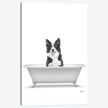 Border Collie Dog In Bathtub Canvas Print #LIP298} by Printable Lisa's Pets Art Print