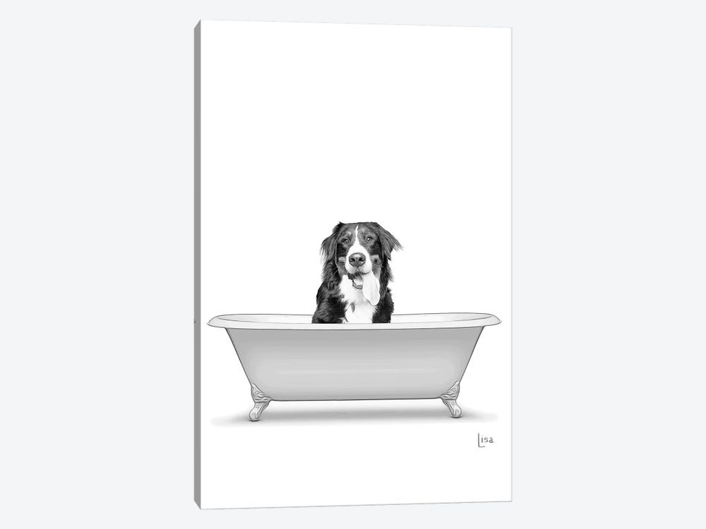 Bernese Mountain Dog In Bathtub by Printable Lisa's Pets 1-piece Canvas Wall Art