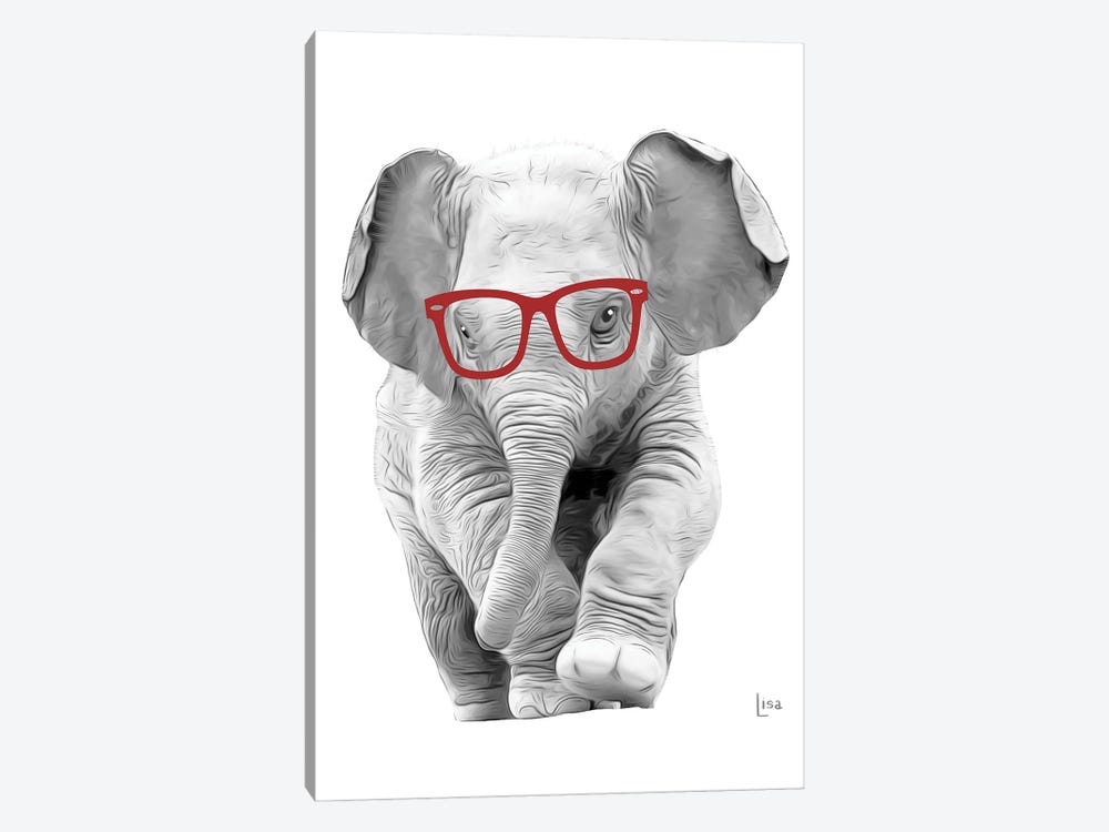 Elephant With Red Glasses by Printable Lisa's Pets 1-piece Canvas Art Print