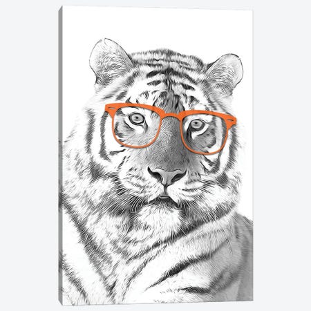 Tiger With Orange Glasses Canvas Print #LIP2} by Printable Lisa's Pets Canvas Print