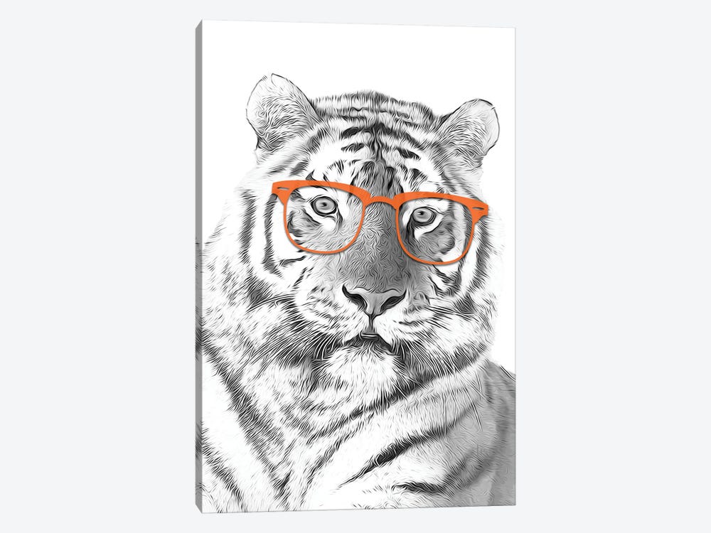 Tiger With Orange Glasses by Printable Lisa's Pets 1-piece Canvas Wall Art