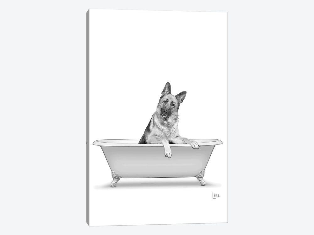 German Shepherd Dog In Bathtub by Printable Lisa's Pets 1-piece Art Print