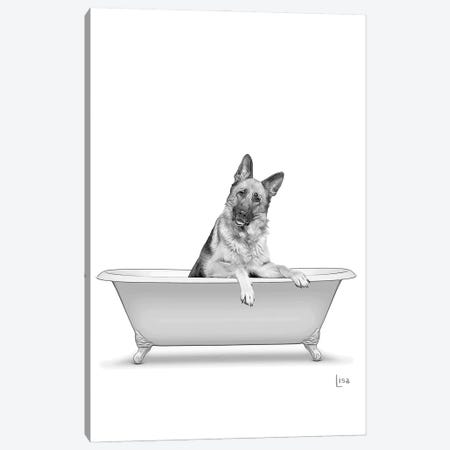German Shepherd Dog In Bathtub Canvas Print #LIP300} by Printable Lisa's Pets Canvas Print