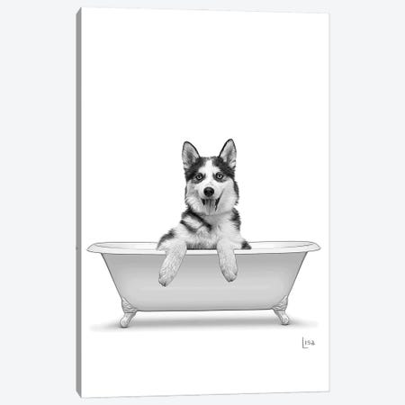 Husky Dog In Bathtub Canvas Print #LIP301} by Printable Lisa's Pets Art Print
