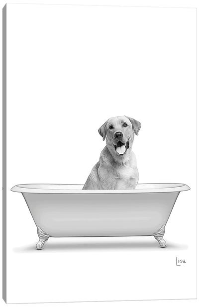 Labrador Dog In Bathtub Canvas Art Print - Kids Bathroom Art