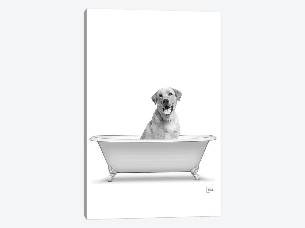 Labrador Dog In Bathtub by Printable Lisa's Pets 1-piece Canvas Wall Art