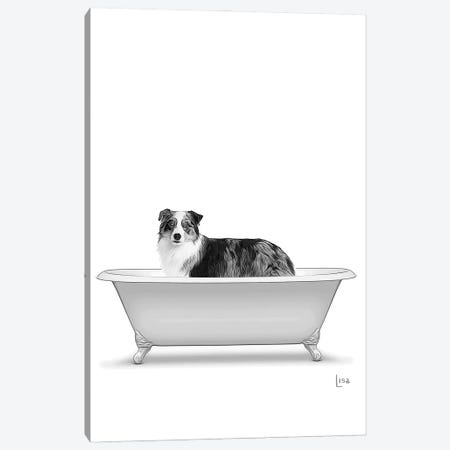 Australian Shepeherd Dog In Bathtub Canvas Print #LIP304} by Printable Lisa's Pets Canvas Art
