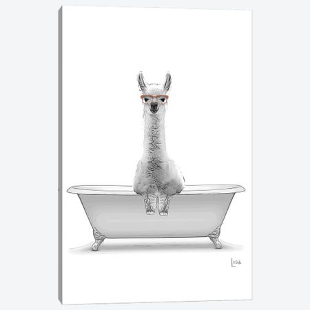 Llama - Alpaca In Bathtub Canvas Print #LIP305} by Printable Lisa's Pets Canvas Wall Art