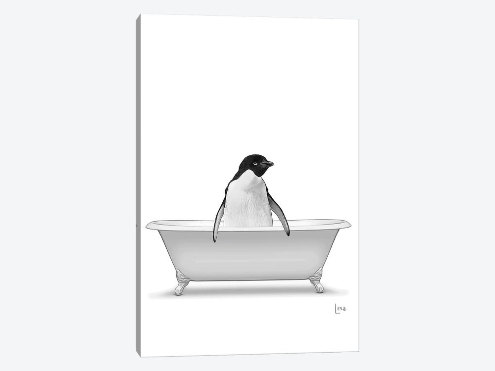 Penguin In Bathtub by Printable Lisa's Pets 1-piece Canvas Art Print