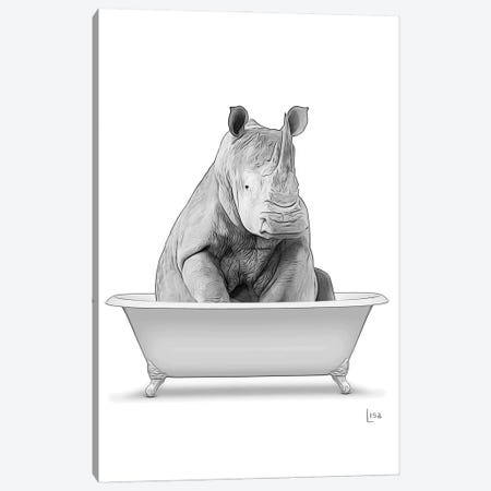 Rhinoceros In Bathtub Canvas Print #LIP307} by Printable Lisa's Pets Canvas Artwork