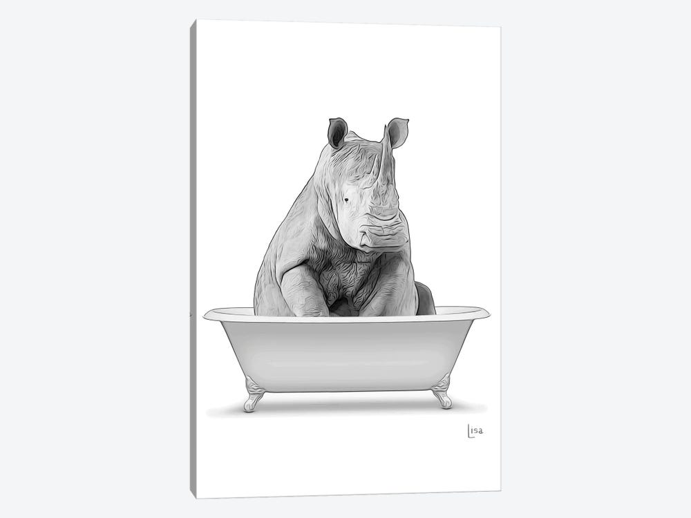 Rhinoceros In Bathtub by Printable Lisa's Pets 1-piece Canvas Wall Art