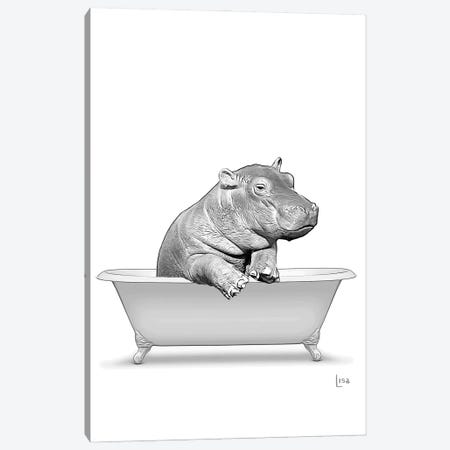 Hippo In Bathtub Canvas Print #LIP308} by Printable Lisa's Pets Art Print