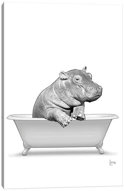 Hippo In Bathtub Canvas Art Print - Printable Lisa's Pets