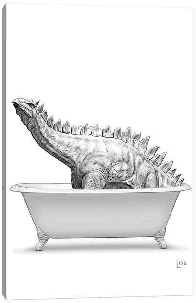 Stegosaurus In Bathtub Canvas Art Print - Dinosaur Art