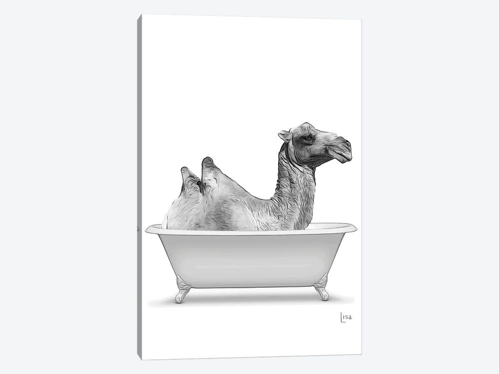 Camel In Bathtub by Printable Lisa's Pets 1-piece Canvas Artwork
