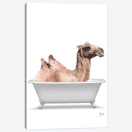 Colored Camel In Bathtub Canvas Print #LIP313} by Printable Lisa's Pets Canvas Artwork