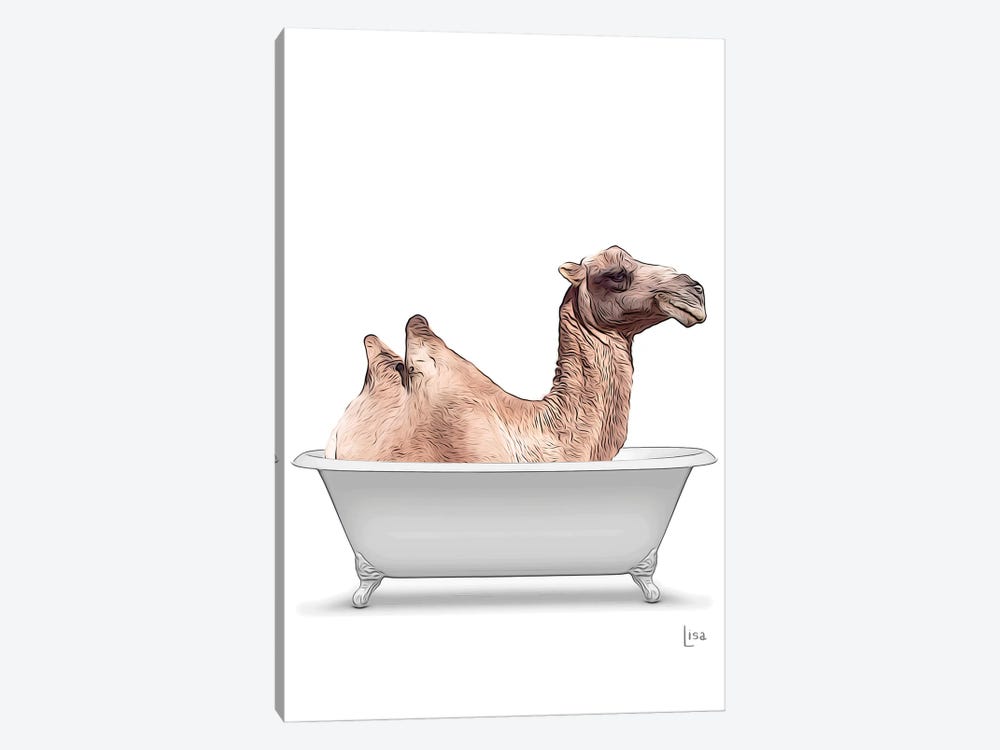 Colored Camel In Bathtub by Printable Lisa's Pets 1-piece Canvas Art Print