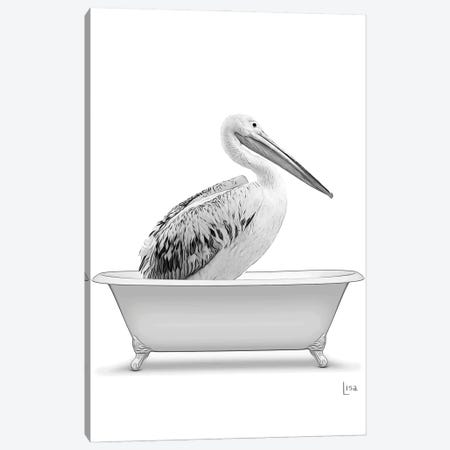 Pelican In Bathtub Canvas Print #LIP314} by Printable Lisa's Pets Canvas Art Print