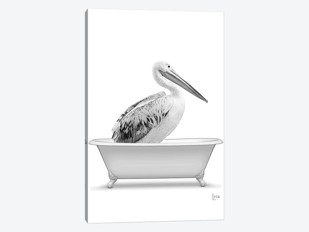 Pelican In Bathtub by Printable Lisa's Pets 1-piece Canvas Artwork