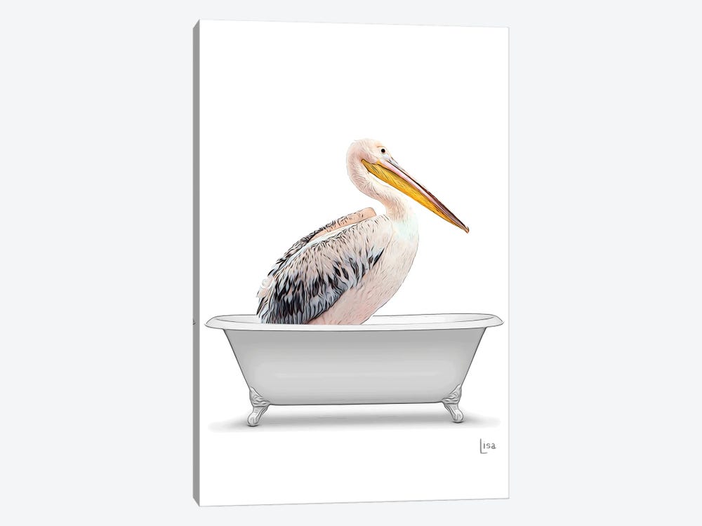 Colored Pelican In Bathtub by Printable Lisa's Pets 1-piece Canvas Art Print