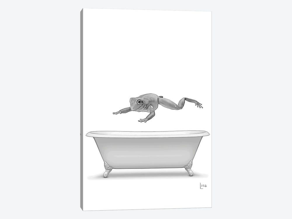 Frog In Bathtub by Printable Lisa's Pets 1-piece Canvas Wall Art