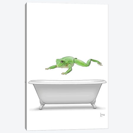 Colored Frog In Bathtub Canvas Print #LIP317} by Printable Lisa's Pets Canvas Art Print