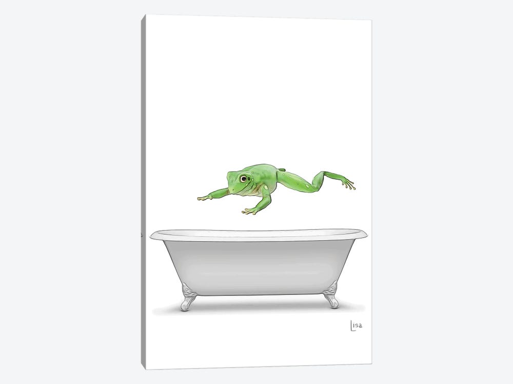 Colored Frog In Bathtub by Printable Lisa's Pets 1-piece Canvas Print