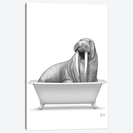 Walrus In Bathtub Canvas Print #LIP318} by Printable Lisa's Pets Canvas Wall Art