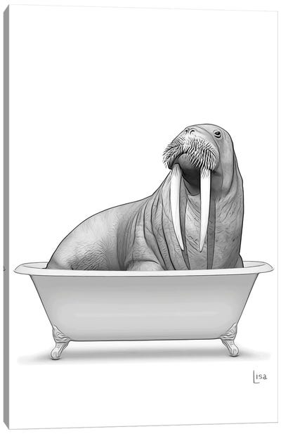 Walrus In Bathtub Canvas Art Print - Walrus Art