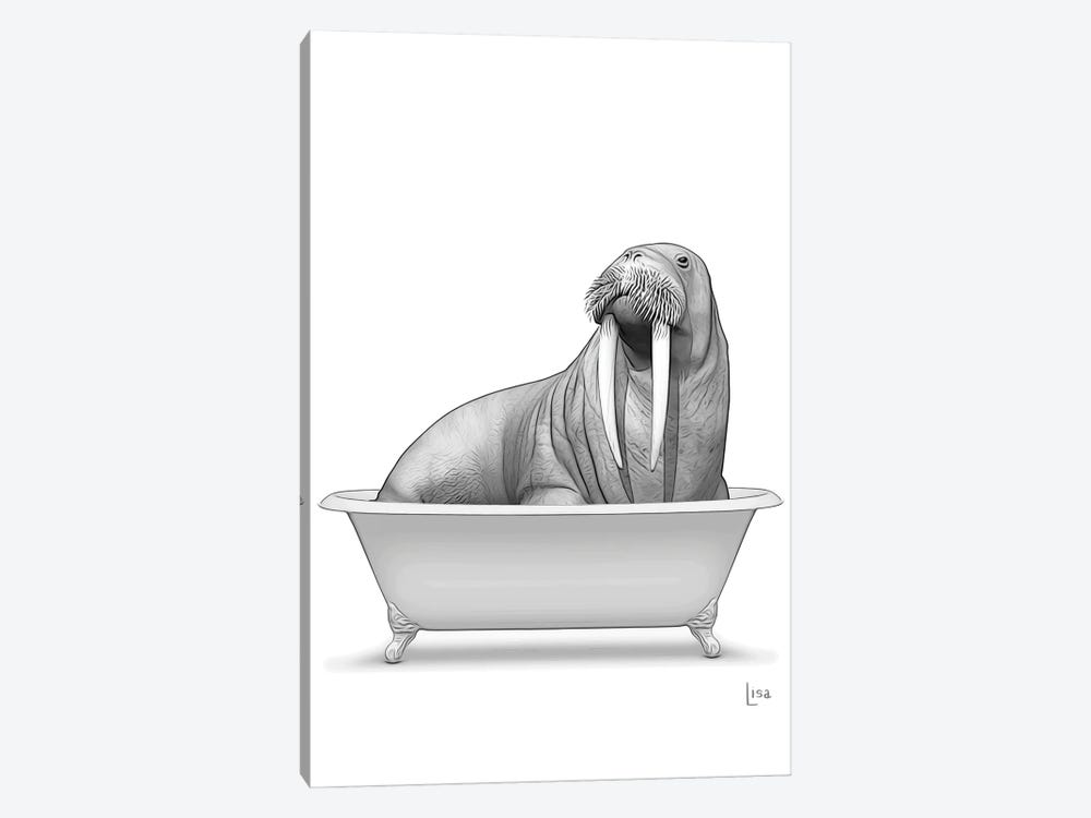 Walrus In Bathtub by Printable Lisa's Pets 1-piece Canvas Wall Art