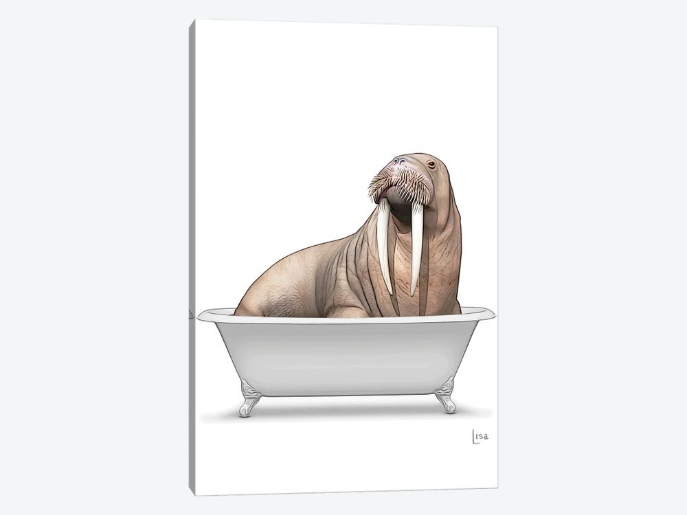 Colored Walrus In Bathtub by Printable Lisa's Pets 1-piece Art Print