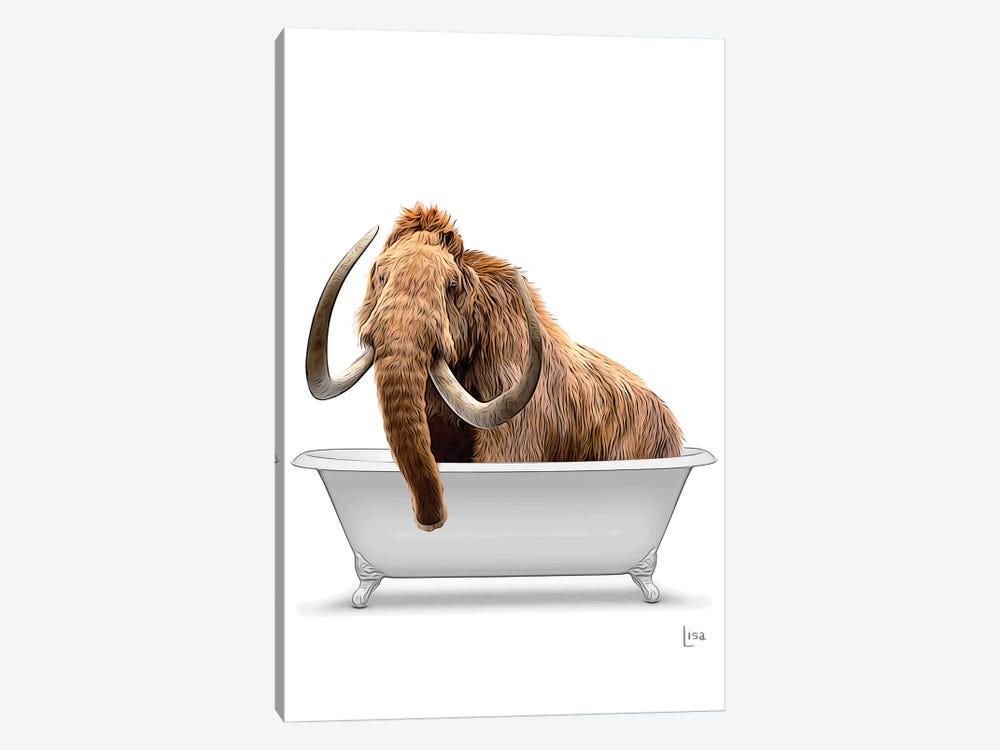 Colored Mammut In Bathtub by Printable Lisa's Pets 1-piece Canvas Artwork