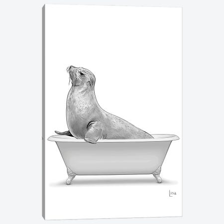 Seal In Bathtub Canvas Print #LIP322} by Printable Lisa's Pets Art Print