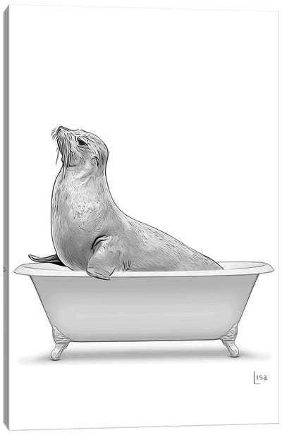 Seal In Bathtub Canvas Art Print - Seal Art