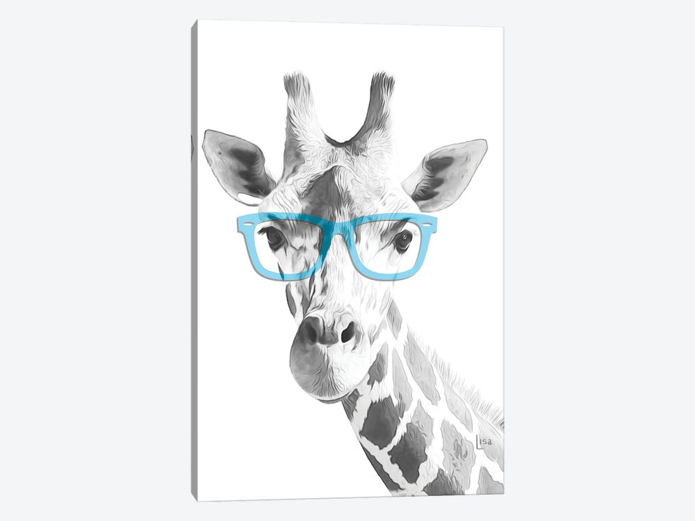 Giraffe With Blue Glasses by Printable Lisa's Pets 1-piece Art Print
