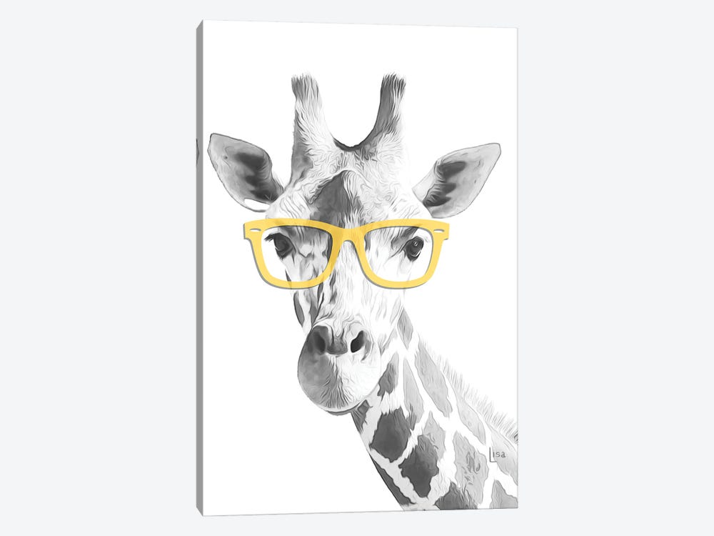 Giraffe With Yellow Glasses by Printable Lisa's Pets 1-piece Canvas Artwork