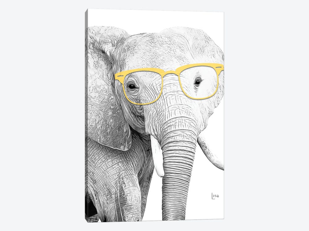 Elephant With Yellow Glasses by Printable Lisa's Pets 1-piece Canvas Print
