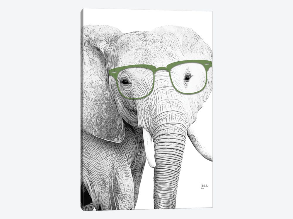 Elephant With Green Glasses by Printable Lisa's Pets 1-piece Canvas Art