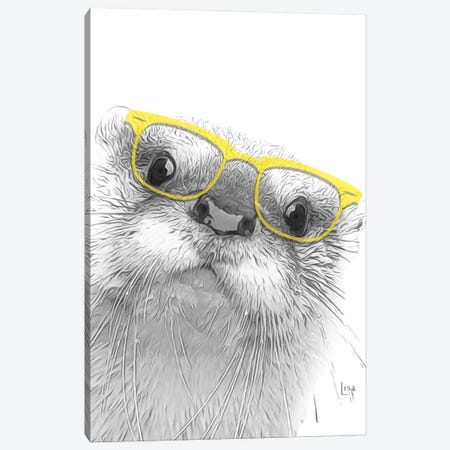 Otter With Yellow Glasses Canvas Print #LIP328} by Printable Lisa's Pets Canvas Print