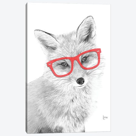 Fox With Red Glasses Canvas Print #LIP330} by Printable Lisa's Pets Canvas Art