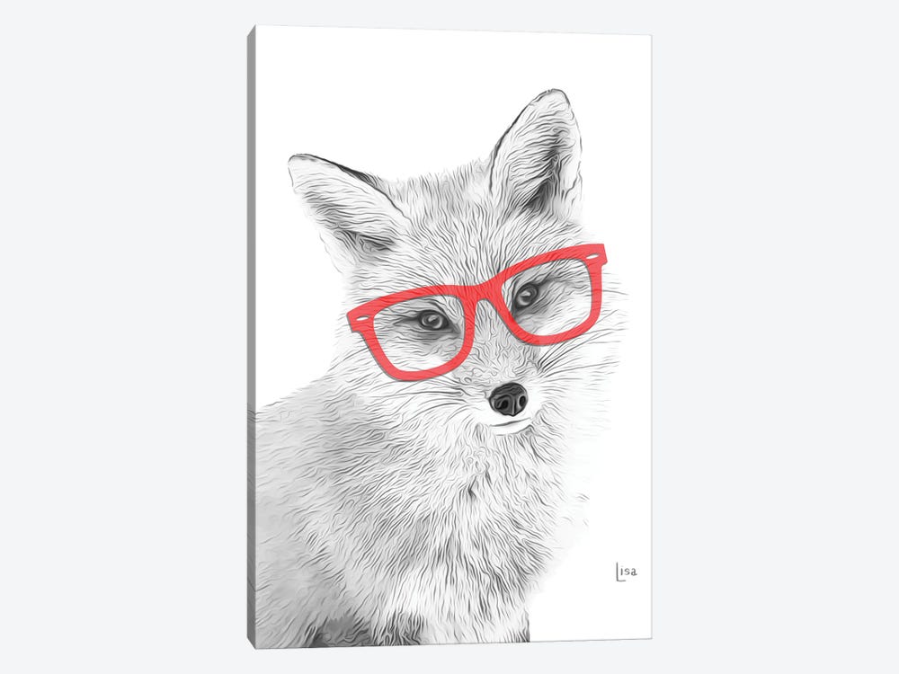 Fox With Red Glasses by Printable Lisa's Pets 1-piece Canvas Wall Art