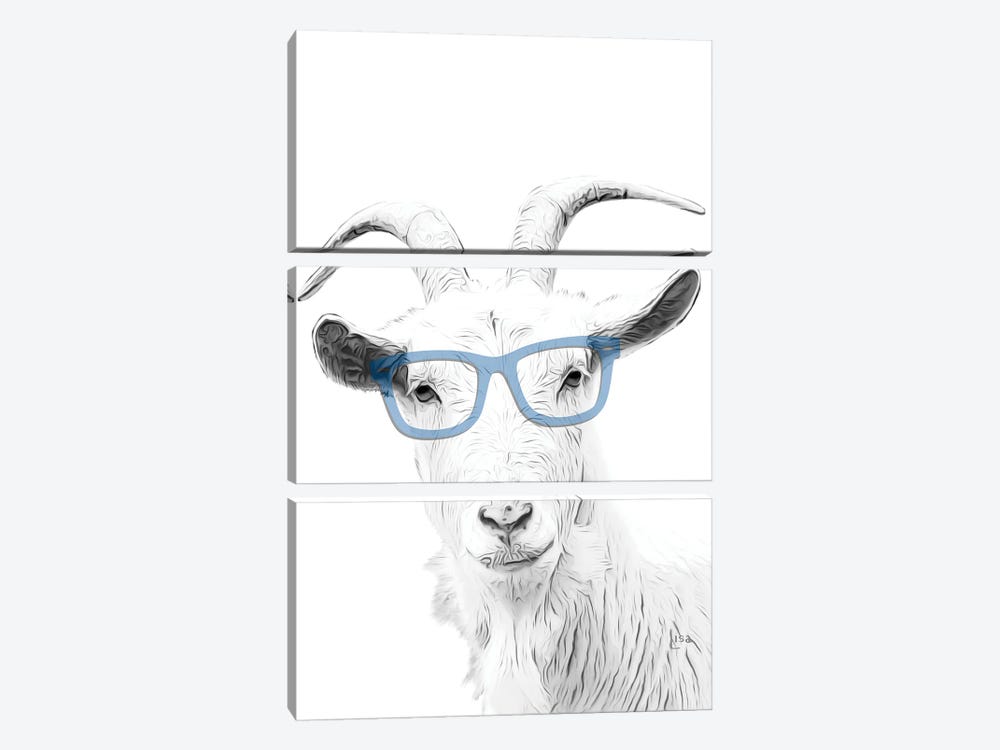 Goat With Blue Glasses by Printable Lisa's Pets 3-piece Canvas Artwork