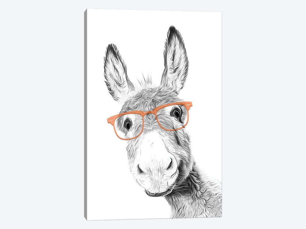 Donkey With Orange Glasses by Printable Lisa's Pets 1-piece Canvas Art Print