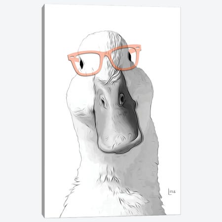 Goose With Glasses Canvas Print #LIP334} by Printable Lisa's Pets Art Print