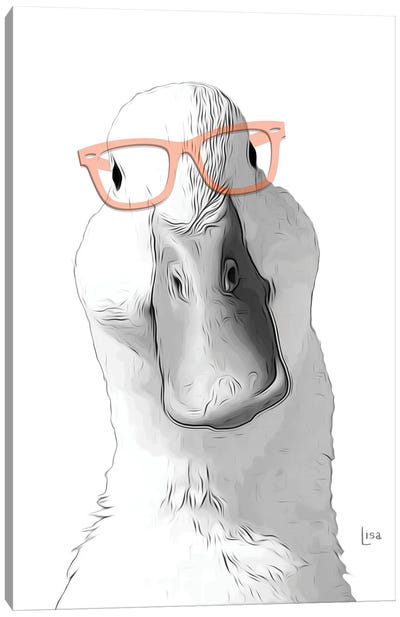 Goose With Glasses Canvas Art Print - Goose Art