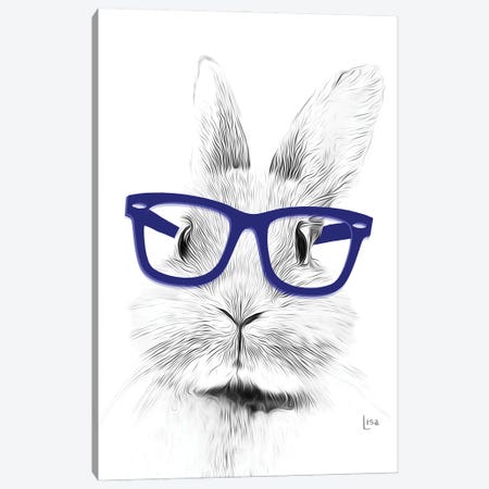 Bunny With Blue Glasses Canvas Print #LIP335} by Printable Lisa's Pets Canvas Art Print